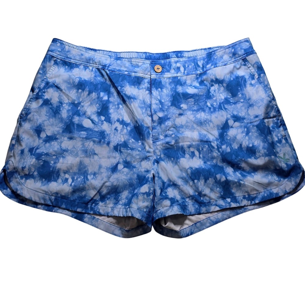 Carve Designs Womens Size XL Board Shorts Blue Tie Dye Batik Swim Beachwear